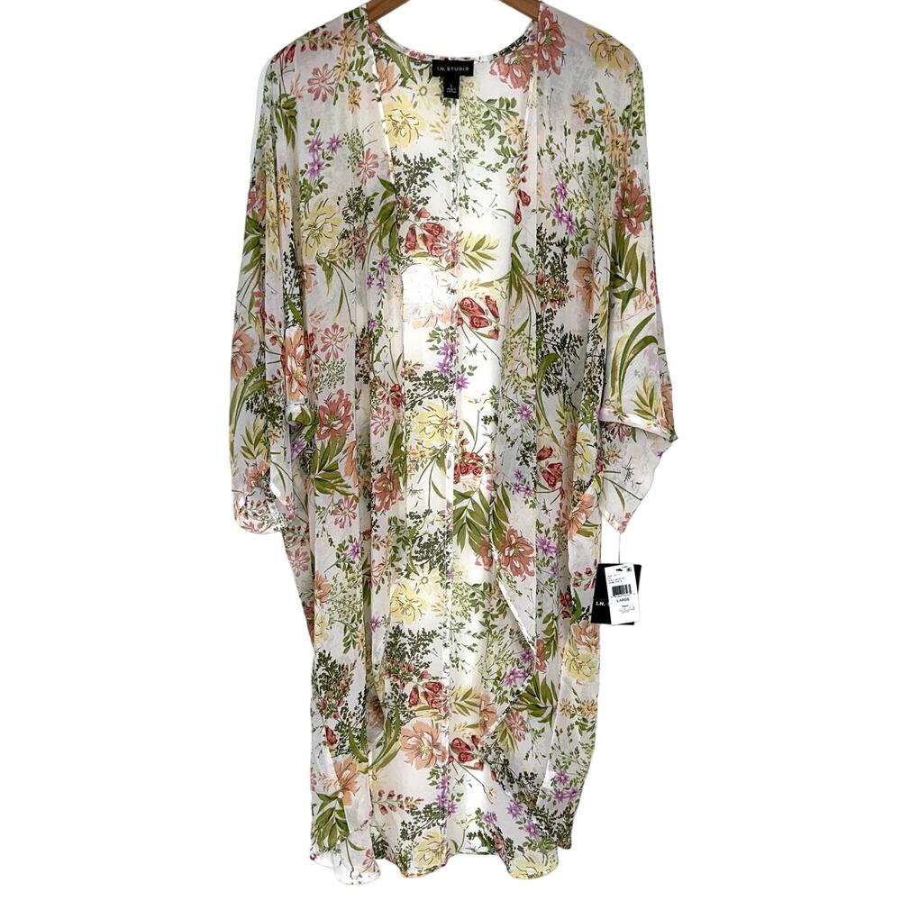 NWT I.N. Studio Floral Long Oversized Kimono Size Large